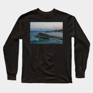 Tulum Mexico Pelicans flying over Tulum beach at sunset MX Long Sleeve T-Shirt